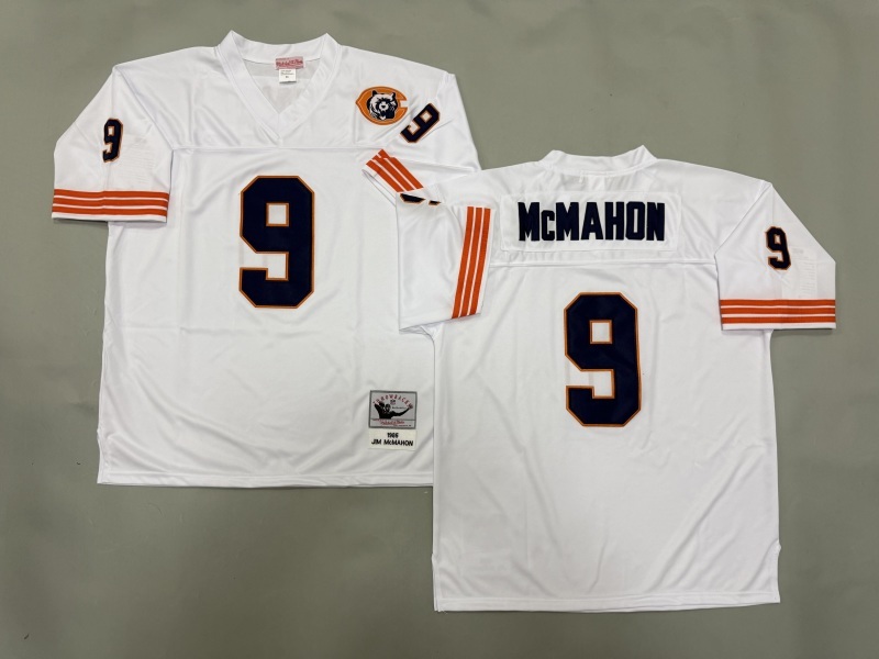 Men 2025 Nike Chicago Bears 9 Mcmahon White Throwback Limited NFL Jersey style 001